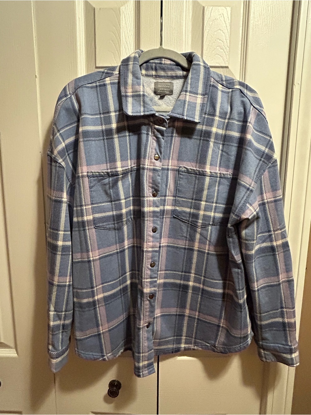 Berkley & Jensen Blue Plaid Button-Up Shirt Jacket